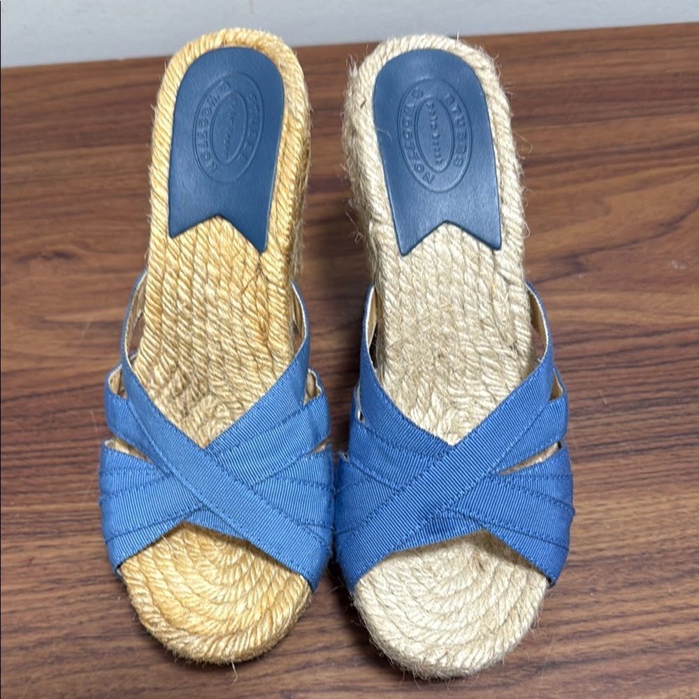 Stubbs &‎ Wootton Blue and Tan Mules